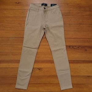 NWT Hollister Mid-Rise Super Skinny Pants Womens Size 7R 28x28 Beige Zip Fly